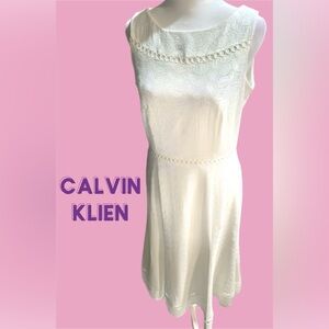 NWOT CALVIN KLEIN Women’s Dress. White Sleeveless Below the Knee Size:4